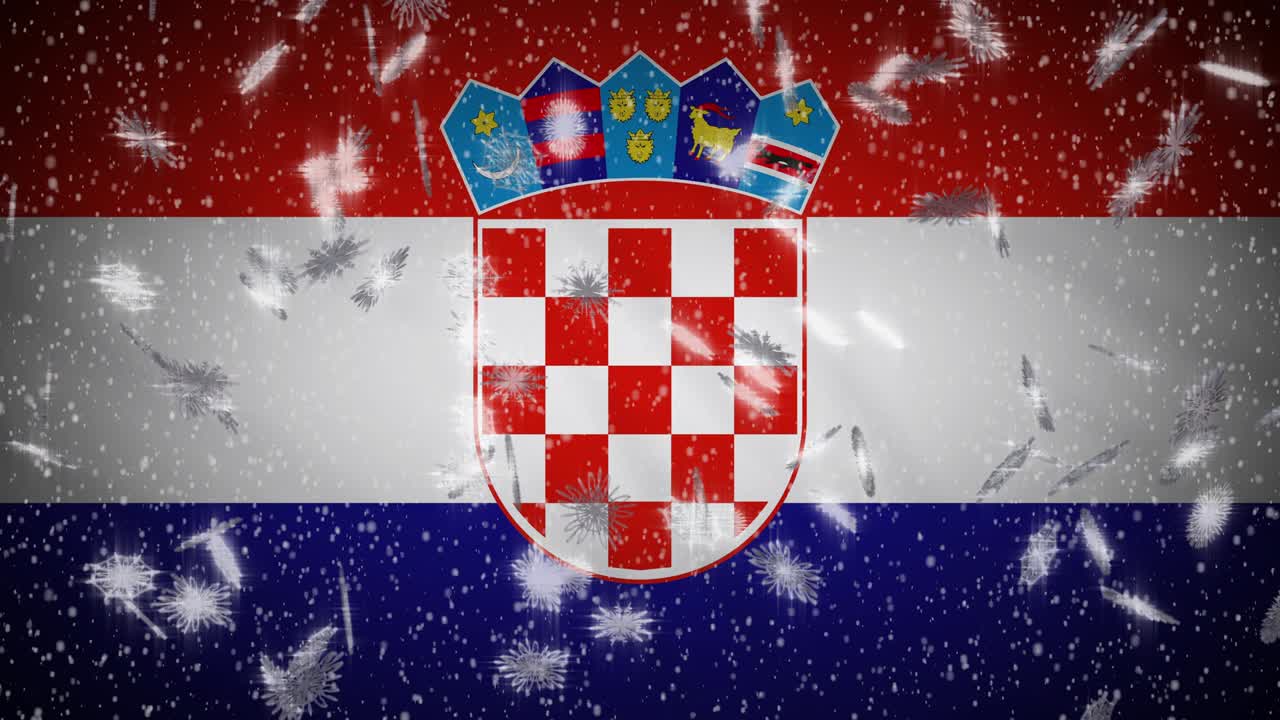 크로아티아의 발이 눈을 고, 새해와 크리스마스 배경, 루프