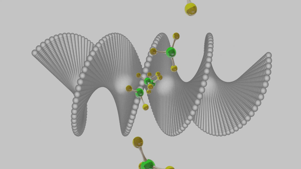 dna 줄을 가로질러 움직이는 분자의 애니메이션