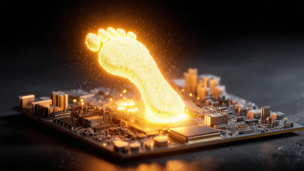 A Stunning Visual of a Digital Footprint Emerging from a Circuit Board Representation, Highlighting the Intricate Link Between Technology and Our Digital Presence