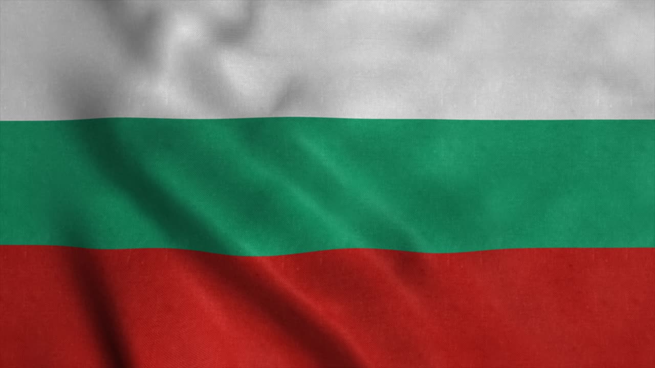 Bulgarische Flagge weht im Wind. Zeichen Bulgariens nahtlose Loop-Animation. 4K