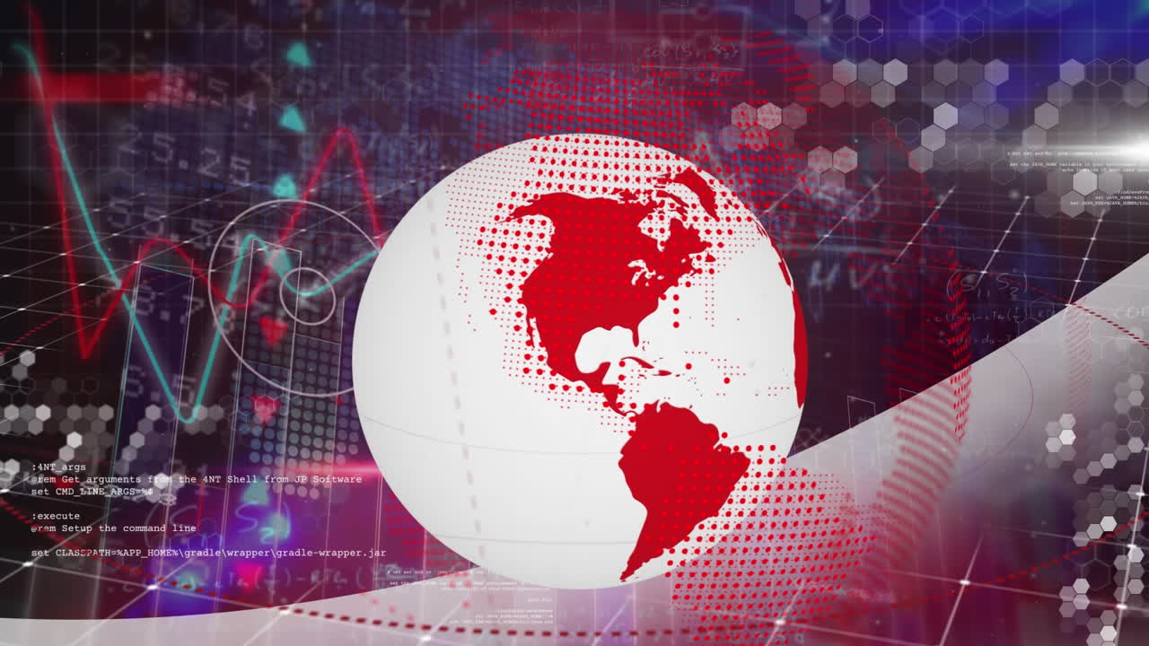 animación del procesamiento de datos en todo el mundo