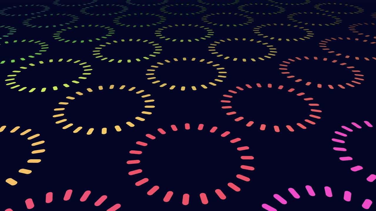 círculos dinámicos patrón de color brillante y vibrante en fondo oscuro