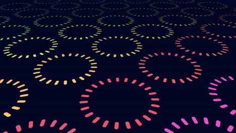 círculos dinámicos patrón de color brillante y vibrante en fondo oscuro