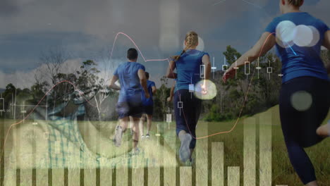animatie van de verwerking van financiële gegevens over lopende mensen