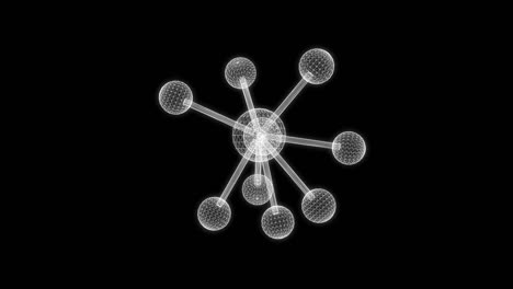 hologram screen 3d of a molecule with bonds - loop