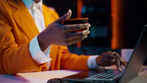 african american girl doing online shopping session at home