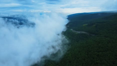 Aerial drone video footage of a scenic highway in the Appalachian mountains during summer. This is in the Shawangunk Mountains which are a subrange of the Appalachians in new York's Hudson valley.