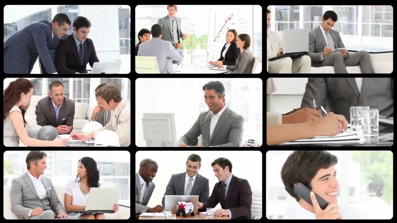 사업 에 종사 하는 사람 들 을 소개 하는 몽타지