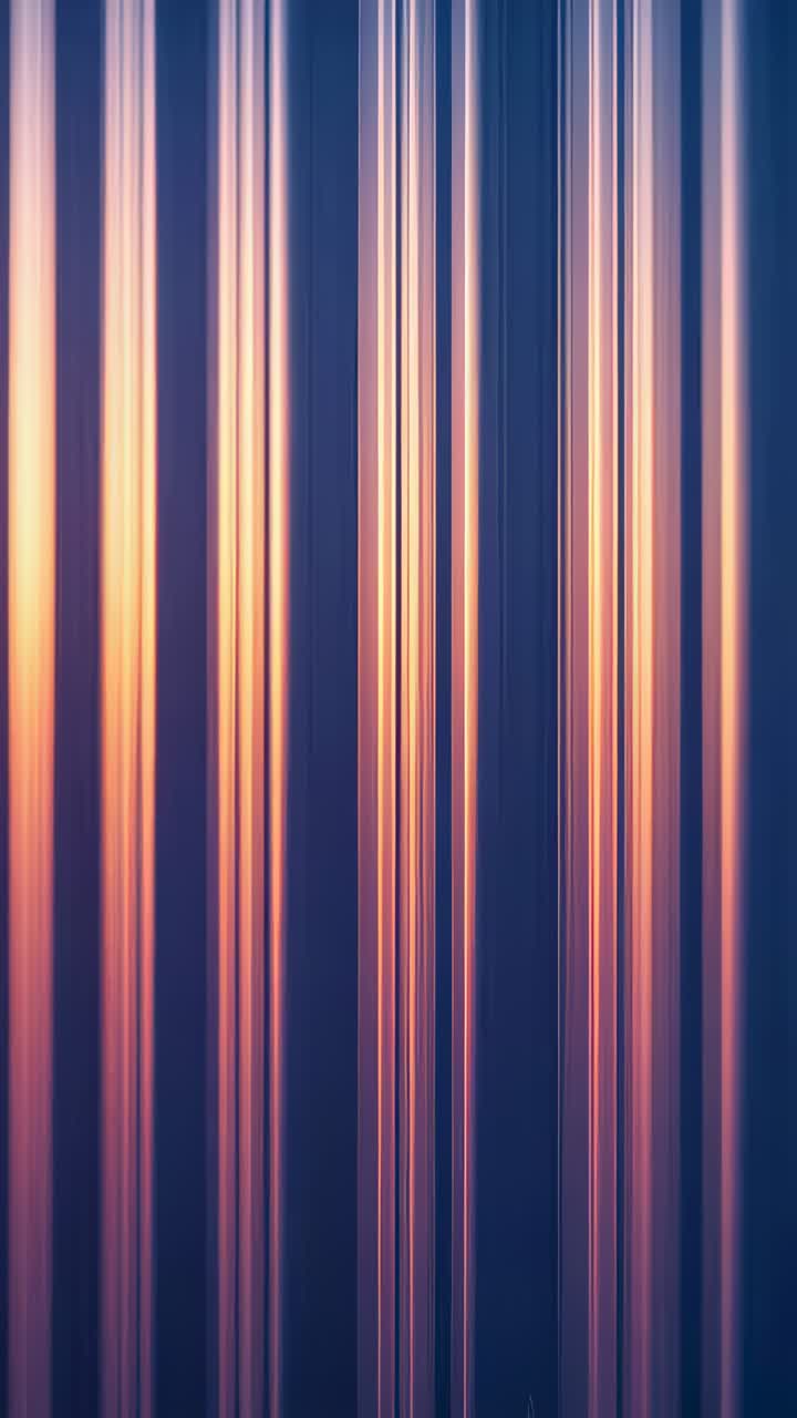 Vertical video: Glowing lit stripes reacting after initial shift in abstract art, with color blur