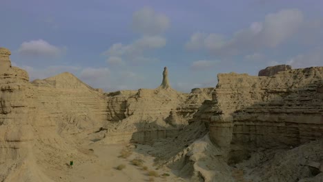 luftaufnahme der wüste balochistan, die aufsteigt, um zerklüftete landschaften zu enthüllen