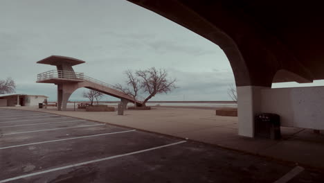abandoned swimming pool and parking lot