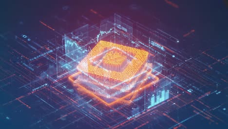 futuristic digital data processing and cpu visualization