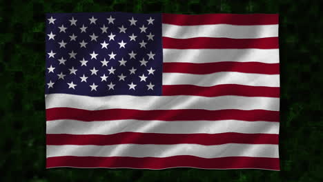 animation of american flag moving over black background