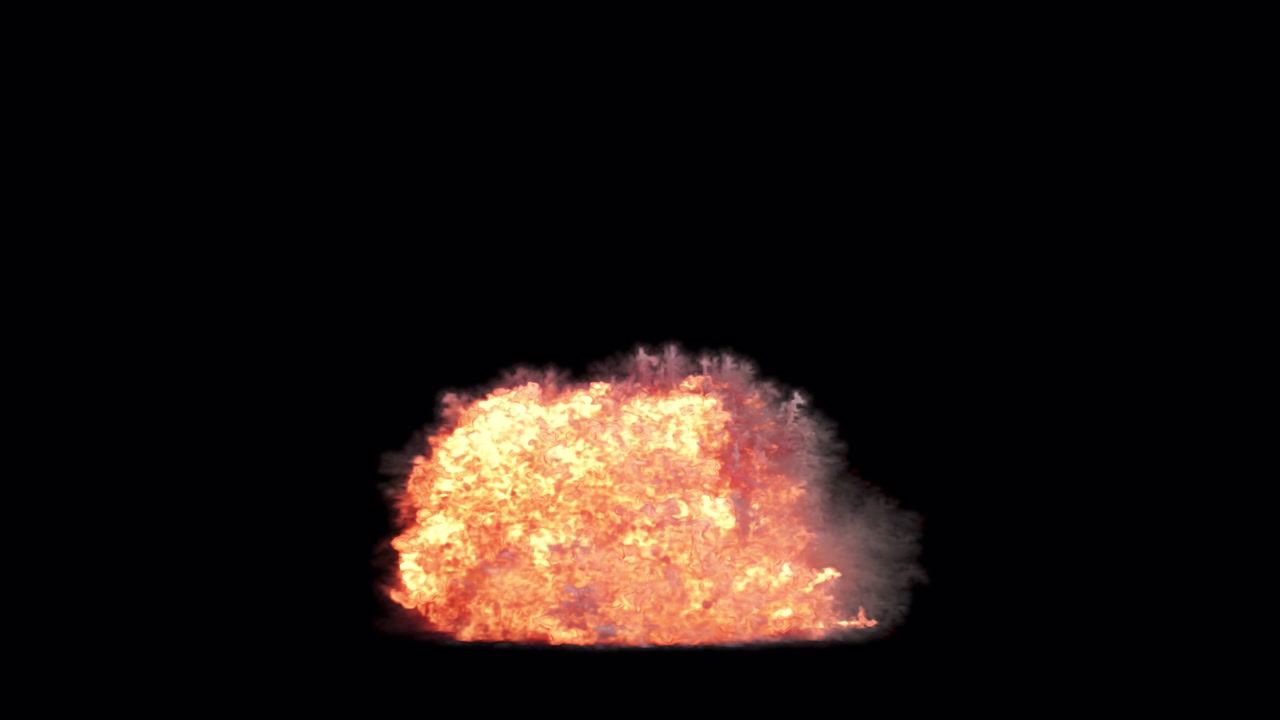 Massive fiery explosion on transparent background