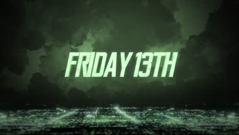 friday 13th with mystical green sky and light of night city