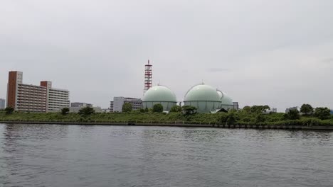 gas tank in japan, tokyo landscape 2022