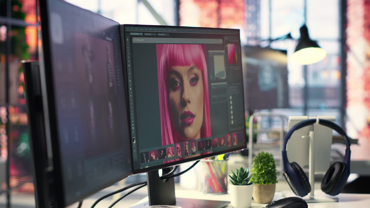 Organized creative workspace for graphic designers and photographers