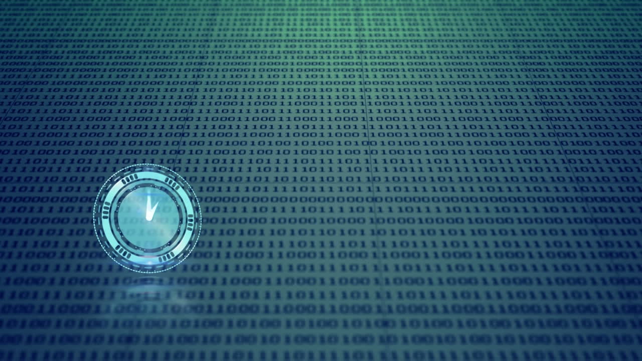 animación del reloj moviéndose rápido sobre la codificación binaria