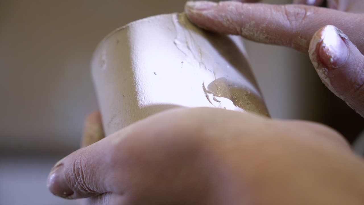 도자기 예술가 모양을 만드는 점토