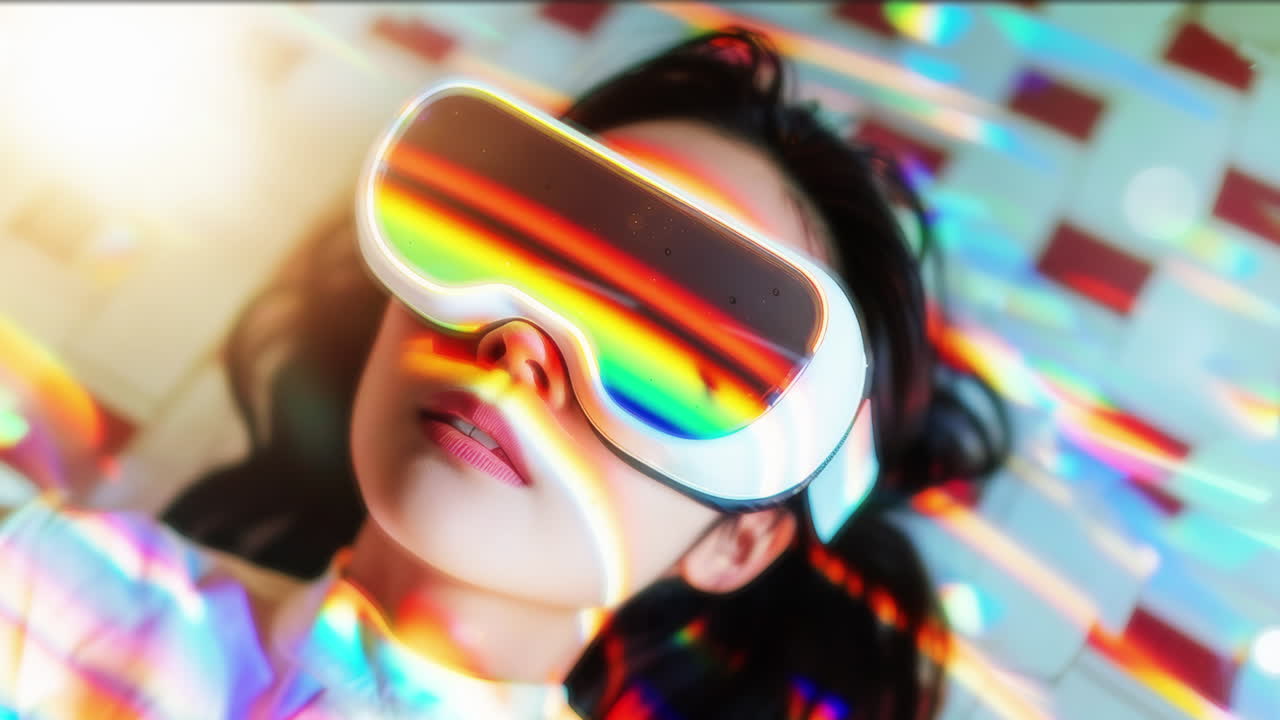 tecnología femenina con auriculares vr en hecho con ai