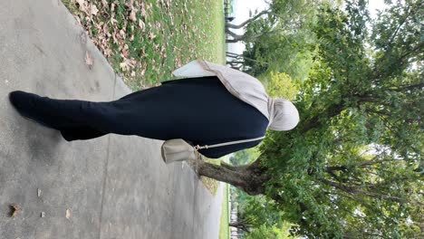 Muslim woman walking in the park