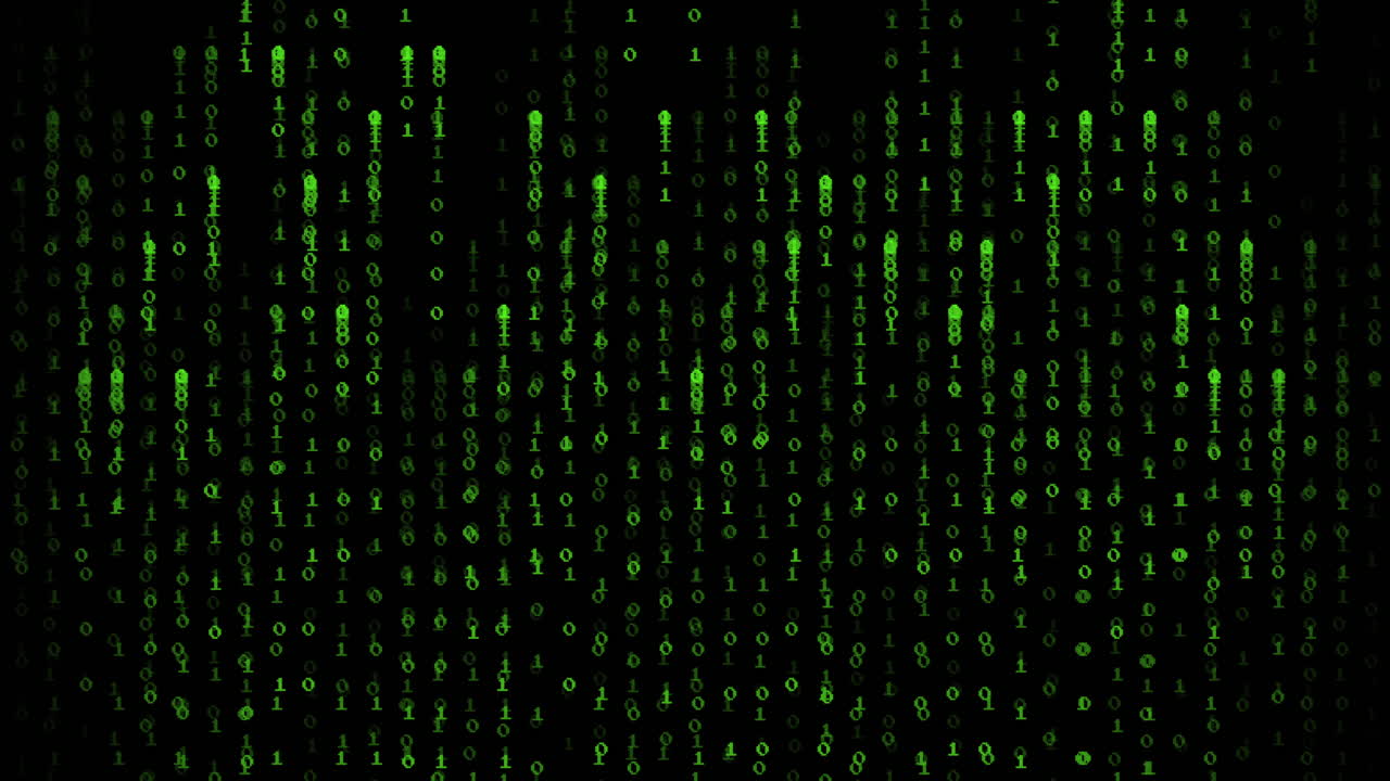 animación del procesamiento de datos de codificación binaria verde sobre un fondo negro