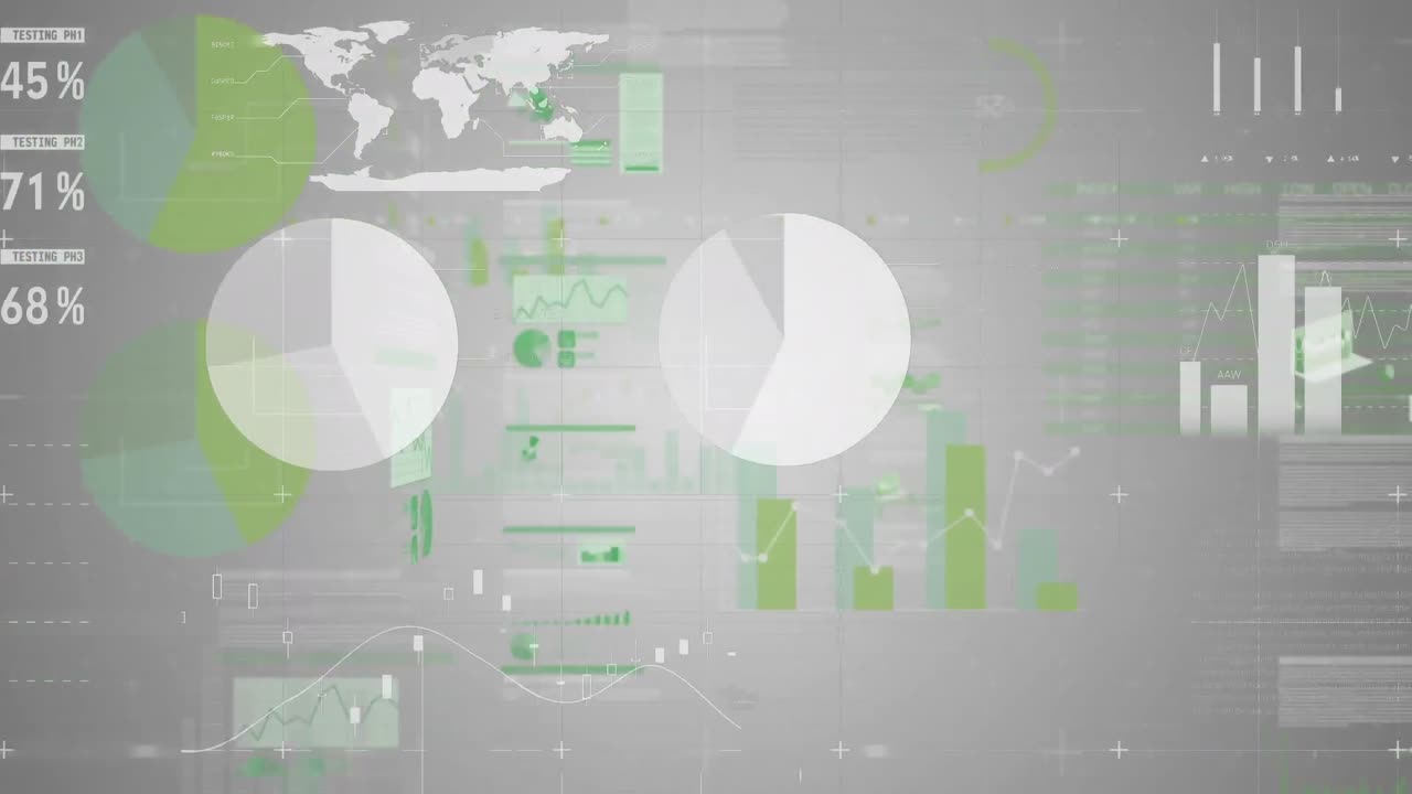 animación del procesamiento de datos estadísticos contra un fondo gris