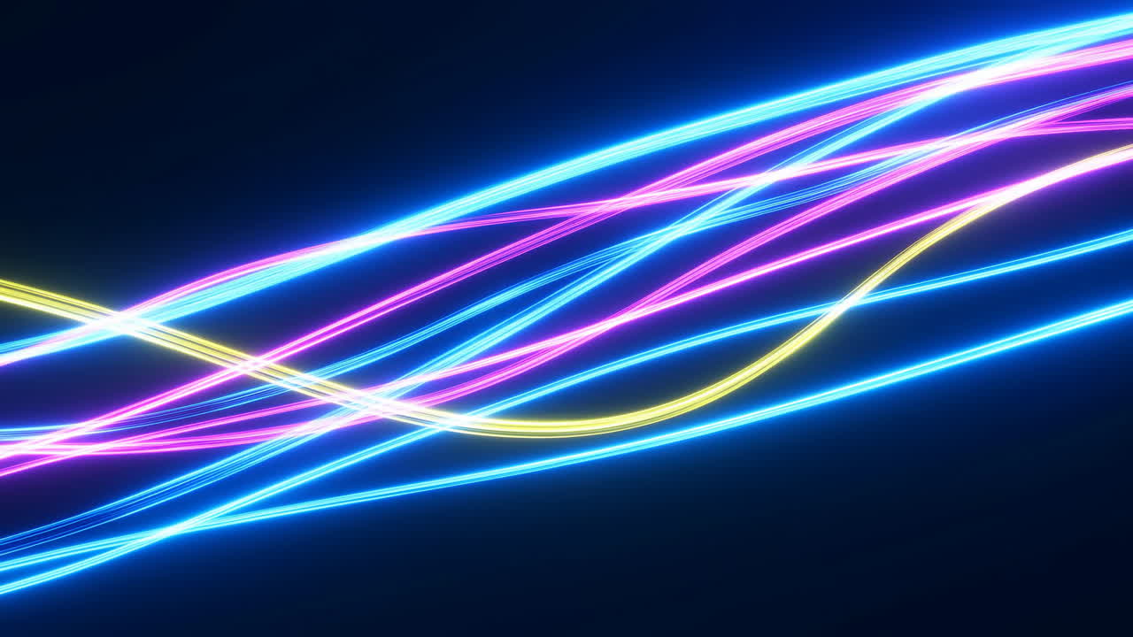 Senderos abstractos de luz de neón fluida sobre fondo oscuro