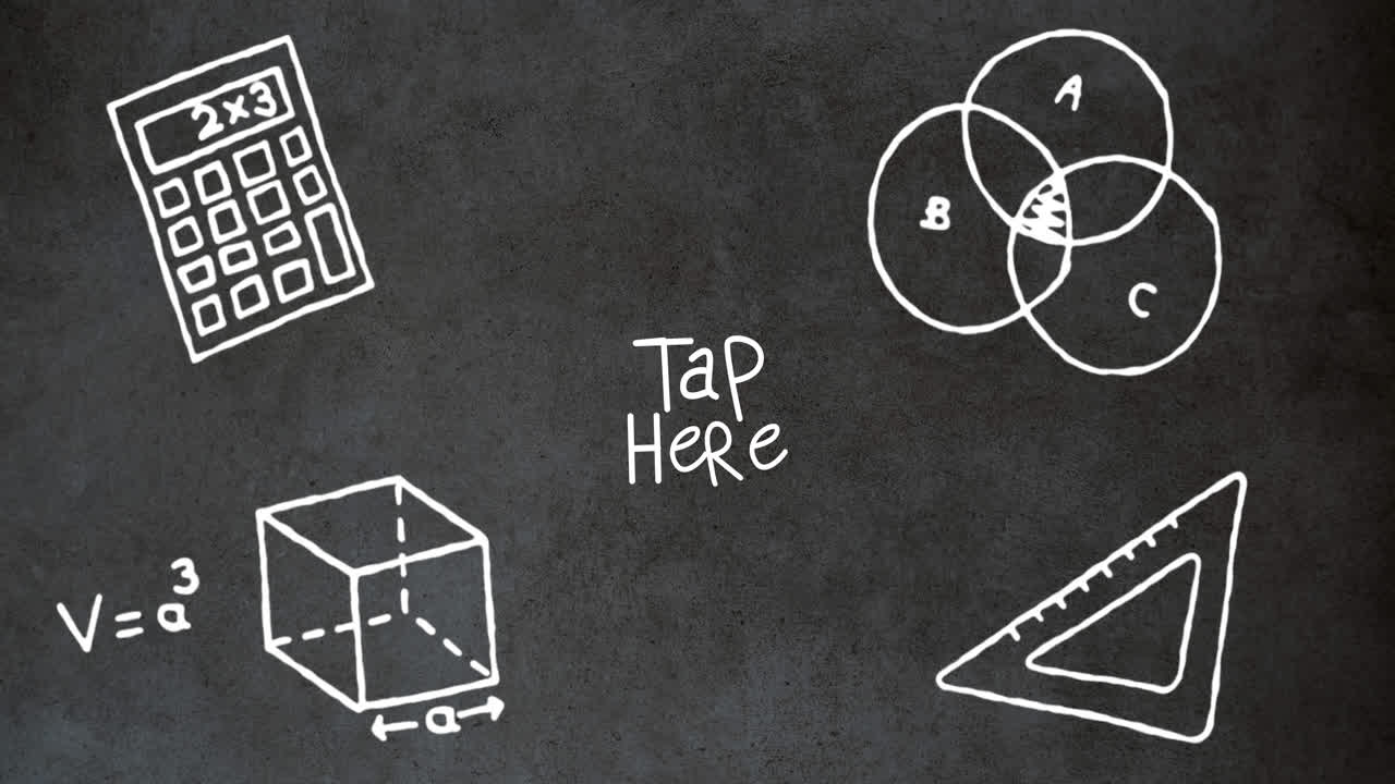 학교 아이템 아이콘의 애니메이션과 검은 바탕에 있는 텍스트를 누르십시오.