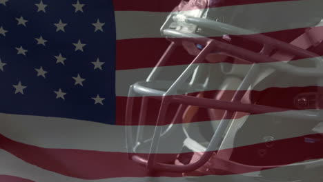 rugby helmet and american flag