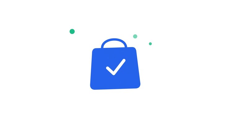 Animated Shopping Bag Icon with Checkmark Success Symbol