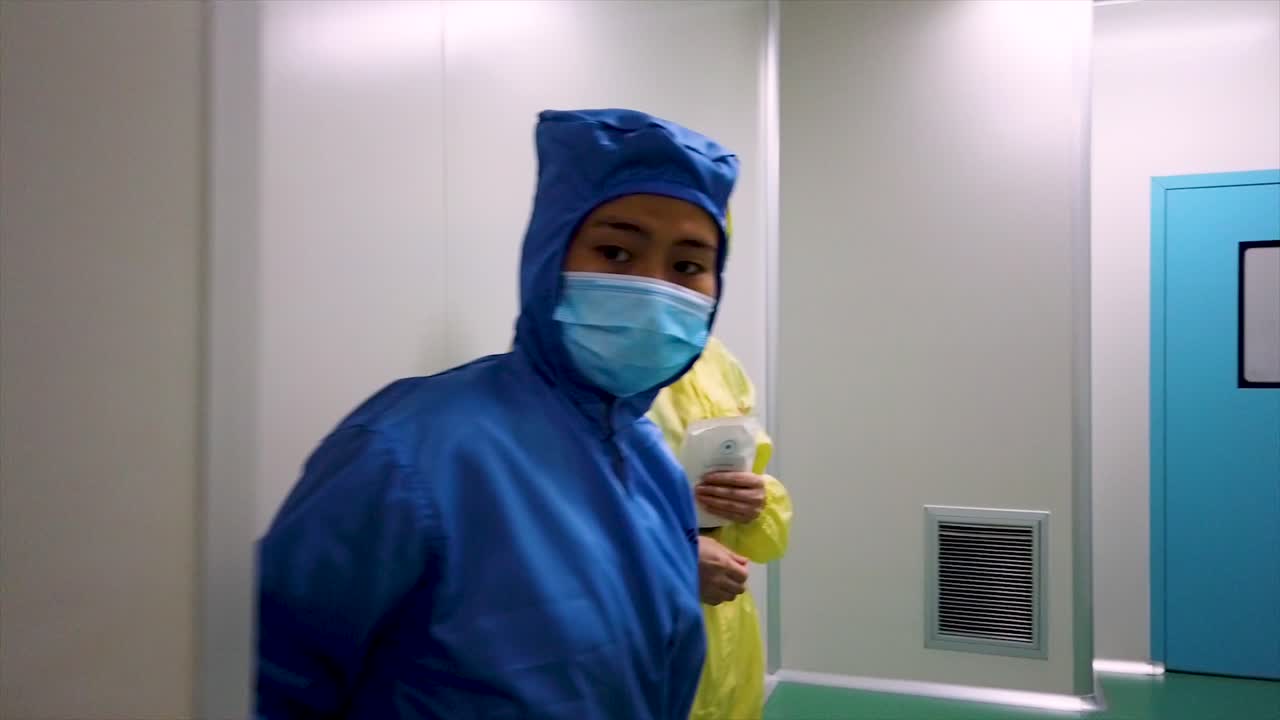 Going into a medical products factory in Yangzhou, China