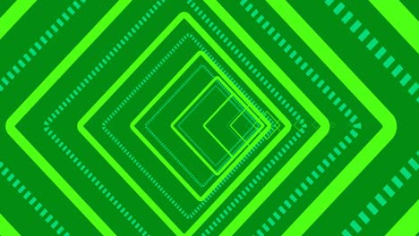 animación de formas en movimiento sobre fondo verde