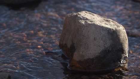 boulder rock in river in rocky mountains, creek, stream