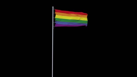 gay pride flag with fabric structure in the wind, with an alpha channel. loopable, 4k