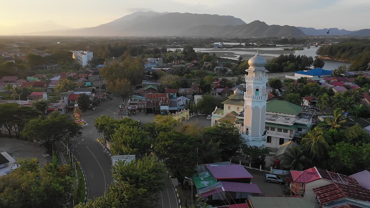 - puesta de sol tsunami aéreo mezquita de aceh