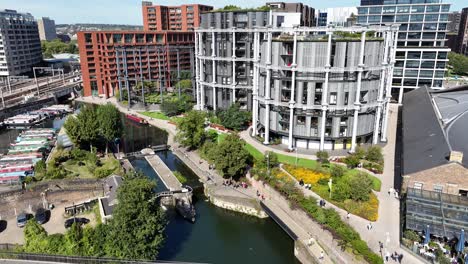 St Pancras Basin on Regents canal London UK drone,aerial