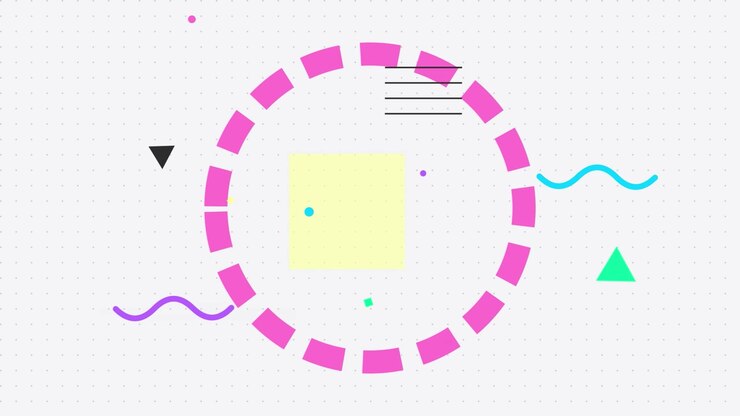 Motion Graphics em Estilo Memphis Abstrato com Formas Geométricas