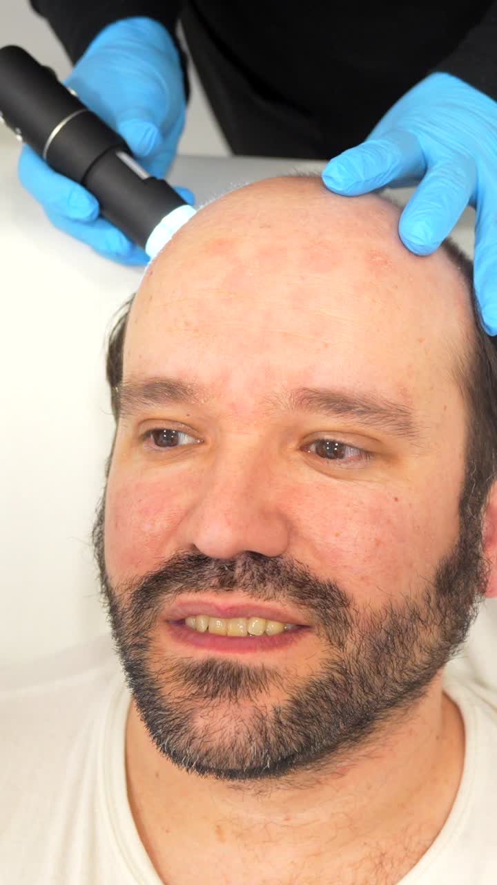 Examination of a man's scalp for hair loss