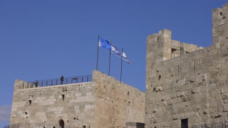 Footage-of-flags-flying-on-the-walls-of-Jerusalem