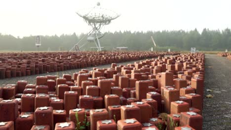 monumento a las víctimas de la persecución con antena parabólica