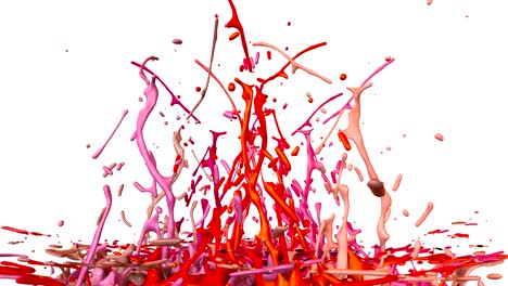3d splashes of paint dance in 4k on white background. Simulation of splashes of ink on a musical speaker that play music. V32