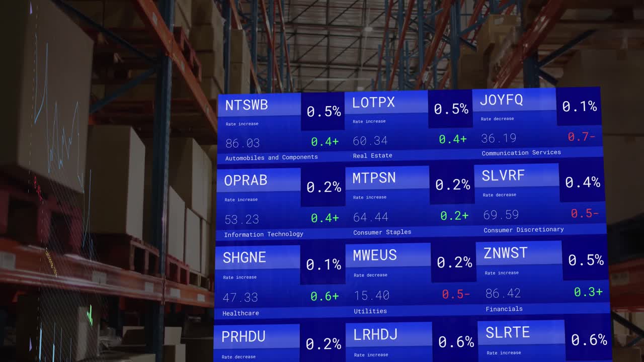 Animation of financial data processing over warehouse