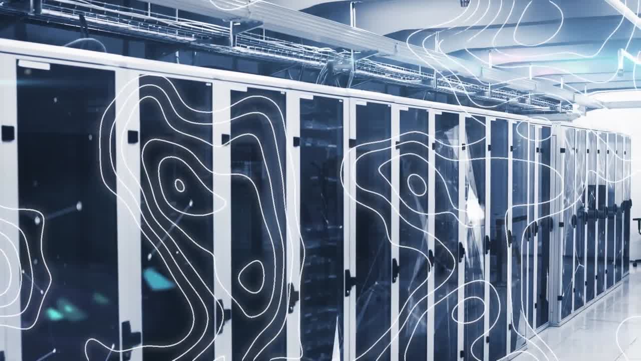 animación de formas que se mueven sobre la sala del servidor