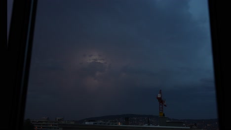 summer thunder storm in zurich at night