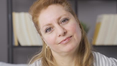 close-up portrait of a smiling mature senior woman.