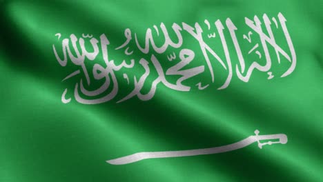 Primer-Plano-Ondeando-Lazo-4k-Bandera-Nacional-De-Arabia-Saudita