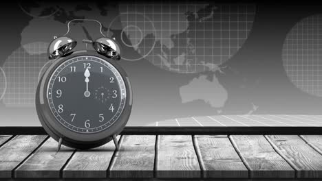 animación de un reloj despertador antiguo sobre globos sobre un fondo gris