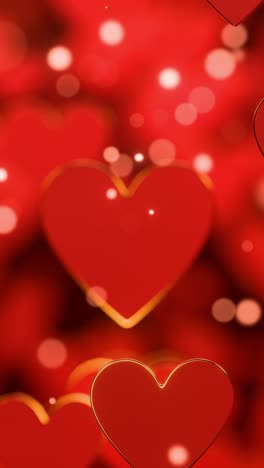 floating red hearts on blurred background. valentine's day. vertical looped animation