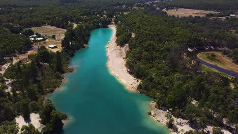Aerial drone of Black Diamond Lake in Allanson, Western Australia